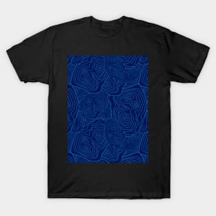 Topographic Map Pattern Blue Version T-Shirt